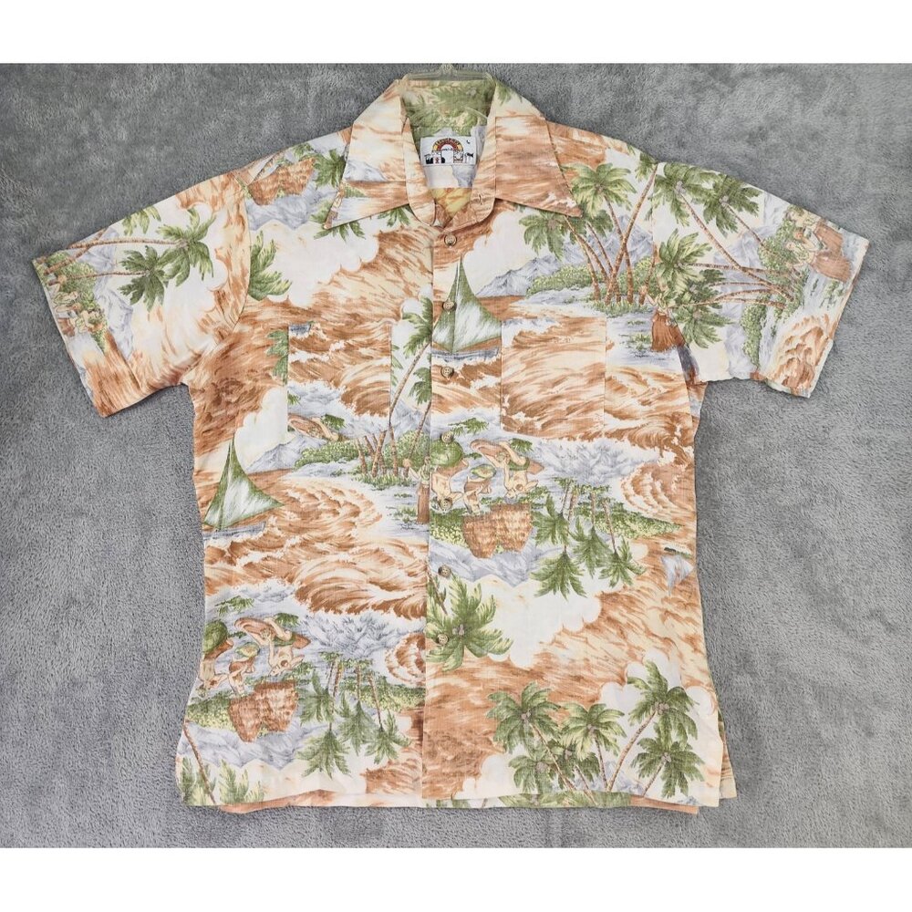 Saturdays In California Shirt Mens Large Multicolor Hawaiian Tropic 70s Vintage